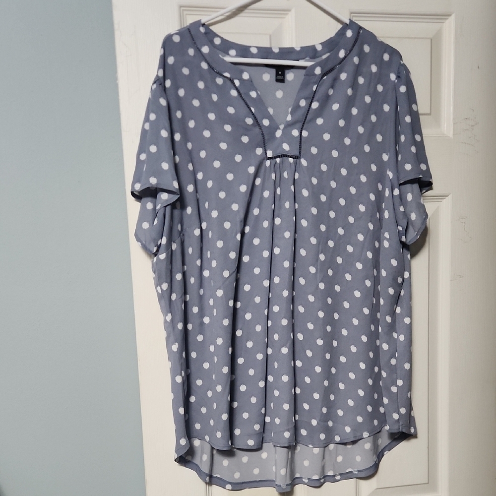 Polka Dot Blouse in Blue and White